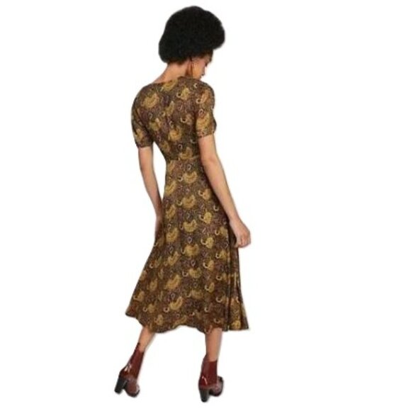 Free People Olivia Midi Dress Paisley Print V neck - Picture 16 of 16